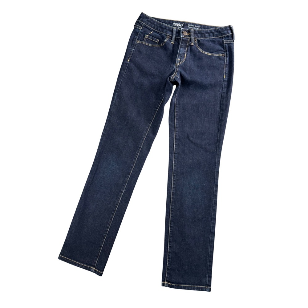 Mossimo Womens Dark Wash Mid Rise Straight Leg Jeans Y2K‎ Denim 27x29